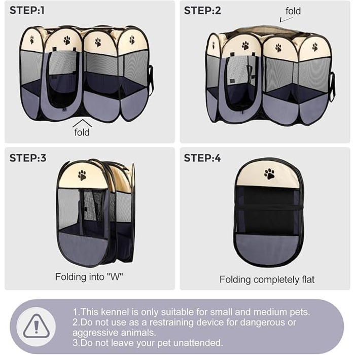 Складаний вольєр для цуценят та котів, вольєр для собак у квартиру, 73 x 73 x 43 см