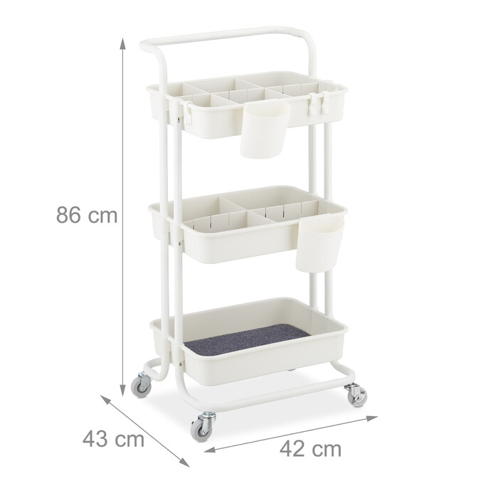 Relaxdays 3-Tier Rolling Cart