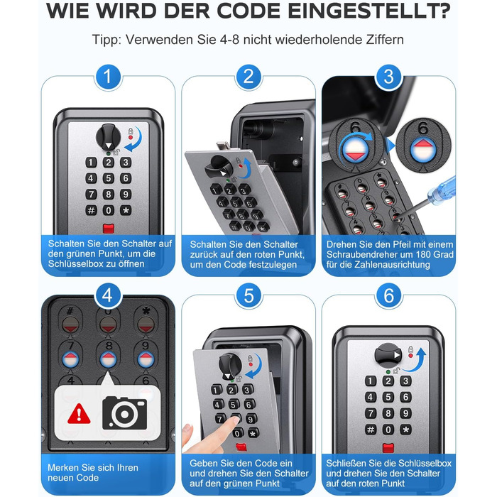Шлюзовий сейф Mohard з кодовим замком для кріплення на стіні, 12-позиційний, велика місткість, вологостійкий, для дому, офісу, гаража
