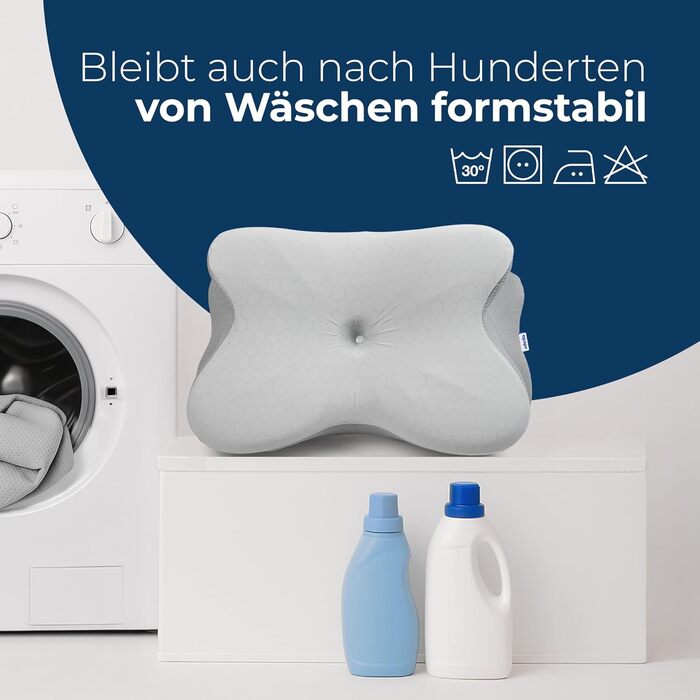 Подушка Derila Ergo Kopf Memory Foam для сну на боці, спині та животі (1 шт) з термотканиною 54x36x12 см