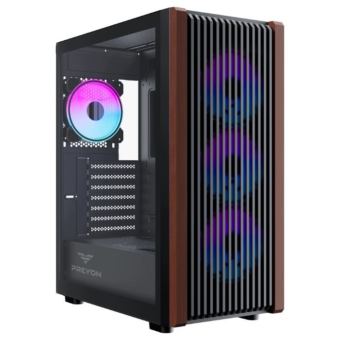 Корпус Preyon Nest Timber Midi Tower, чорний