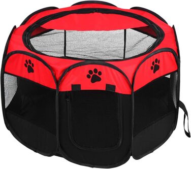 Летворезист для цуценят, кроликів, курчат: портативний, складаний, з сіткою та блискавкою. Підходить для використання в приміщенні та на вулиці (червоний)