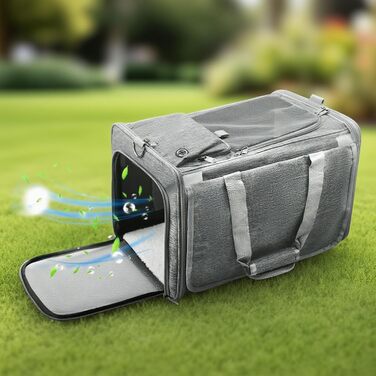 Транспортна сумка для кота/маленької собаки Transportbox Katze, 46x30x30 см, сіра, з сіткою та захистом від вітру