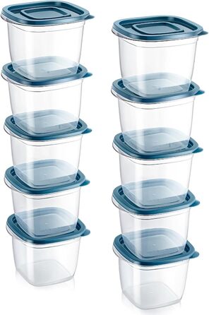 Контейнери для їжі EFISH 20 шт. Прямокутні, пластикові, з кришкою, 500 мл. Набір для школи, роботи, подорожей.