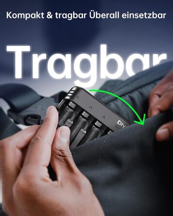 Зарядний пристрій Dlyfull для акумуляторів AAA/AA, 8-канальний зарядний пристрій з LED-дисплеєм, 5V/2A USB-C, для NI-MH/NI-CD, чорний