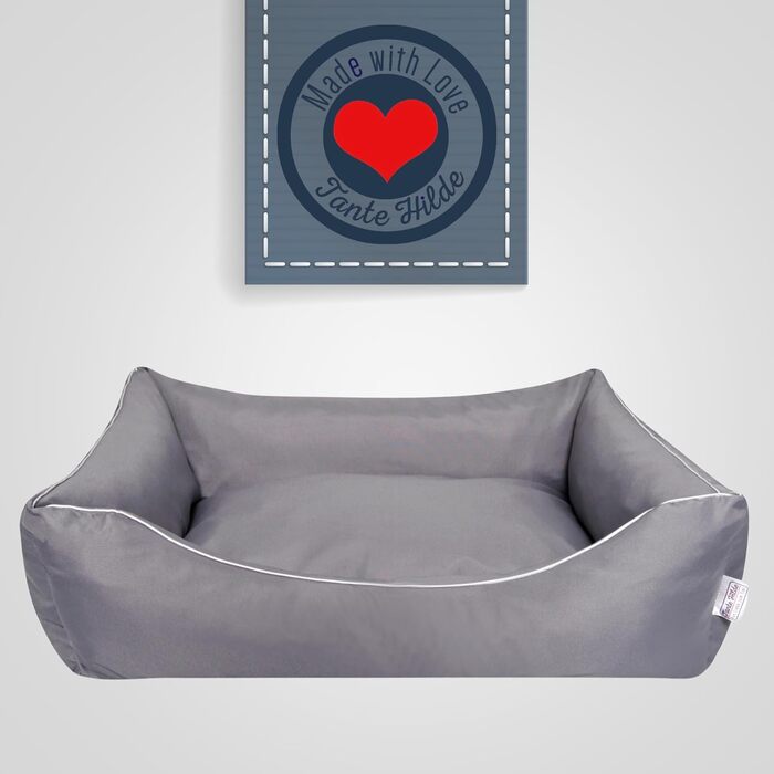 Aunt Hilde Dog Bed Norderney XL (80x60x20) Grey – Washable, Robust and Comfortable Dog Bed & Dog Basket in Various Sizes – Ideal for smaller dogs e.g. Jack Russell, Beagle and Cocker