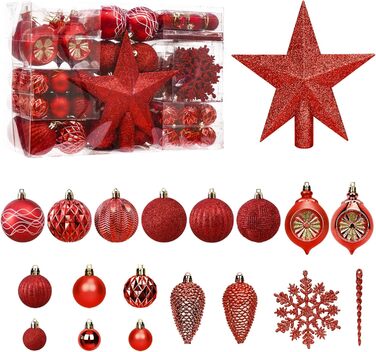 100 шт. прикраси на ялинку: чорний набір кульок, верхівка ялинки, для ялинки, розбиваємі, підвісні, однотонні (Getaway Solids)