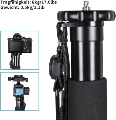 Штатив-монопод SIRUI P-306 для камери: легкий, компактний, алюміній, 6 секцій, до 155 см, 8 кг