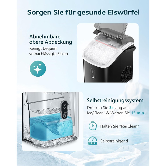 EUHOMY Stainless Steel Ice Maker - 24 Cubes in 13 Minutes, 24kg/24H Capacity - Self-Cleaning, 3.2L Ice Maker with Scoop & Basket for Home, Kitchen, Office, Bar, RV
