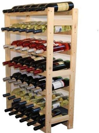 MODO24 Bottle Rack, Wine Rack Wood for 42 Bottles, Wine Cabinet, Wine Stand, Beverage Rack, Wine Bottle Holder, Bottle Organizer, Wine Cabinet, Dimensions 102x63x25 cm, Colors: Natural Wood