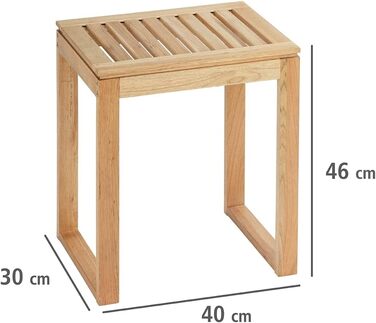 WENKO Stool Norway, warm accented square bathroom stool, high-quality living room stool with clear lacquer seal, natural, solid walnut wood, Scandinavian design, 40 x 46 x 30 cm, Natural