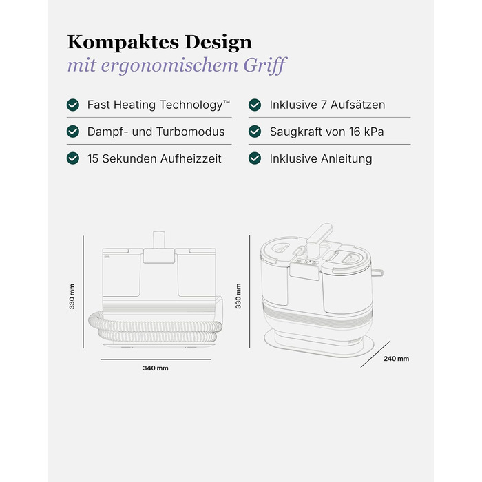 Професійний мийний пилосос Motionflow PRO з паровою функцією – 1700W, для килимів, меблів та авто. Самоочищення, пароочисник для дому та офісу