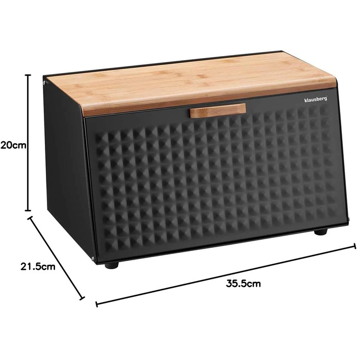 Кляузерг Brotbox - дерев'яний контейнер для хліба з нержавіючої сталі (чорний)