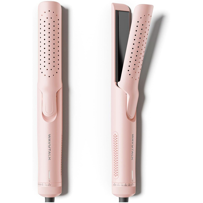 Wavytalk Airstyler: 2-в-1 випрямляч та локонова зачіска з охолодженням 360°, рожевий, нагрівання за 30 секунд