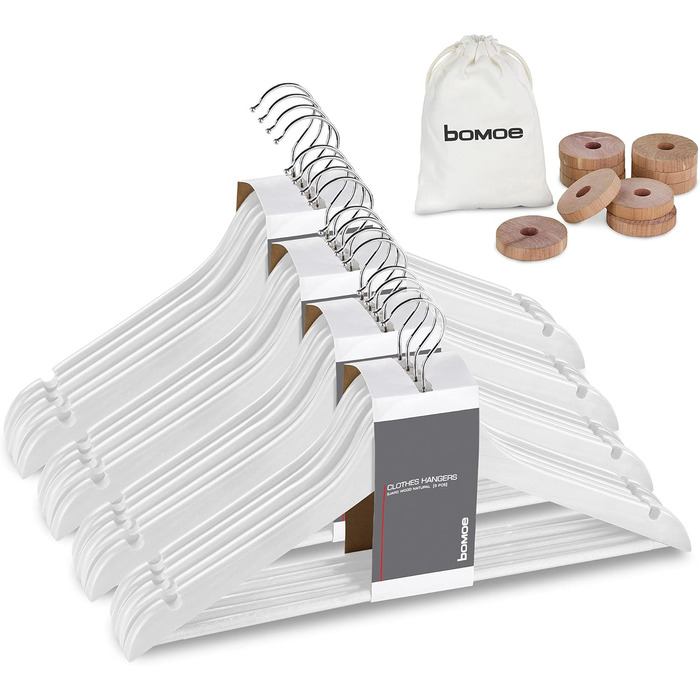 Набір з 20 дерев'яних вішалок для одягу Sjard з кільцем з кедру, захист від молі, з перекладиною для штанів, сертифікат FSC®