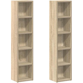 vidaXL CD-стелаж для 160 дисків, настінний, дуб Сонома, 2 шт., 21x16x93,5 см, МДФ, для офісу та дому