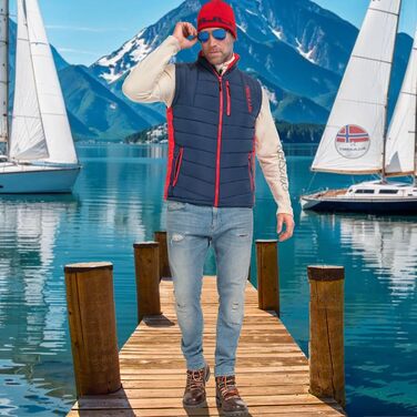 Чоловіча жилетка Nebulus REVIVAL, тепла жилетка з довгим замком-блискавкою (M, темно-синій/червоний)