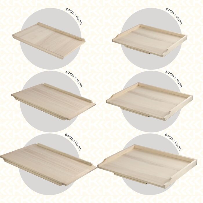 KADAX Cutting Board, Wooden Cutting Board made of High-Quality Poplar Wood, Dough Board with Edge Strips, Traditional Cutting Board for Noodles, Cakes, Dumplings (Double-Sided, 60x80cm)