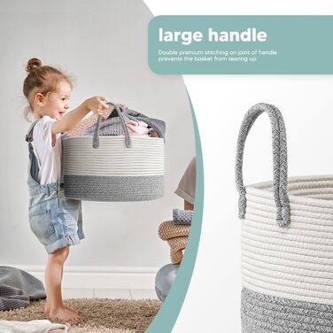 Rieeyrslza Laundry Basket for Blankets 32L Woven Laundry Collector Cotton Rope Basket Foldable Versatile Storage Basket with Handles Suitable for Living Room and Bedroom (Gray) Gray 40 x 25 Cm