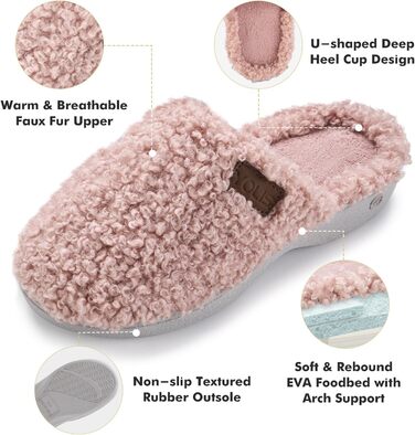 Жіночі тапочки YOLIS Flauschig: м'які, з підтримкою склепіння стопи, з піною Memory, теплі та зручні для дому та вулиці (42/43 EU, Рожевий)
