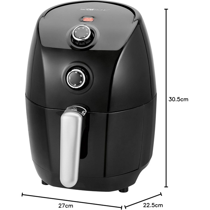 Аерофритюрниця Clatronic FR 3698 H, без олії, 1.5 л, термостат 80-200°C, таймер 30 хв, чорна