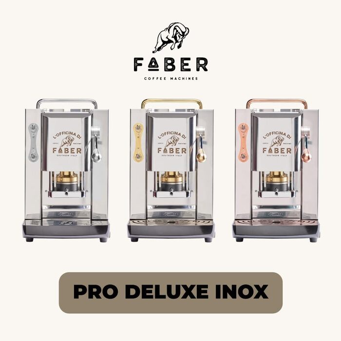 Кавова машина FABER Pro Deluxe для 44 мм ESE-подушечок, хромована, латунний прес, нержавіюча сталь