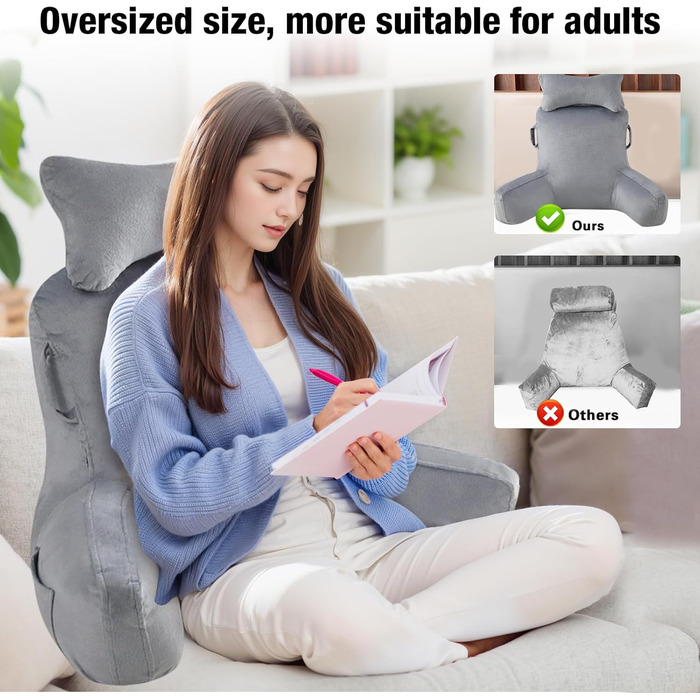 Підлогове/ліжкове крісло-подушка для читання Suewidfay, 90x80 см, з підтримкою спини та шиї