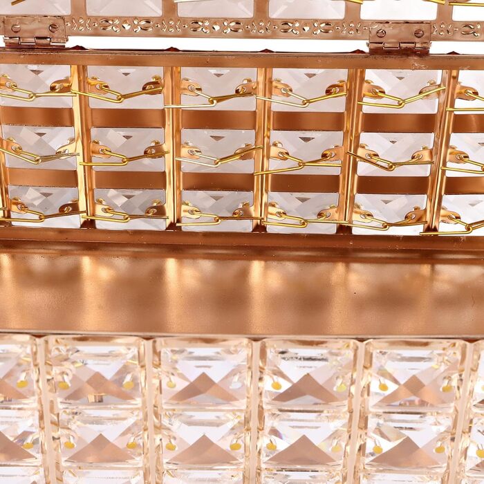 LEMCC Crystal Tissue Box Holder, Rectangular, Classic, Gold, Crystal, Iron