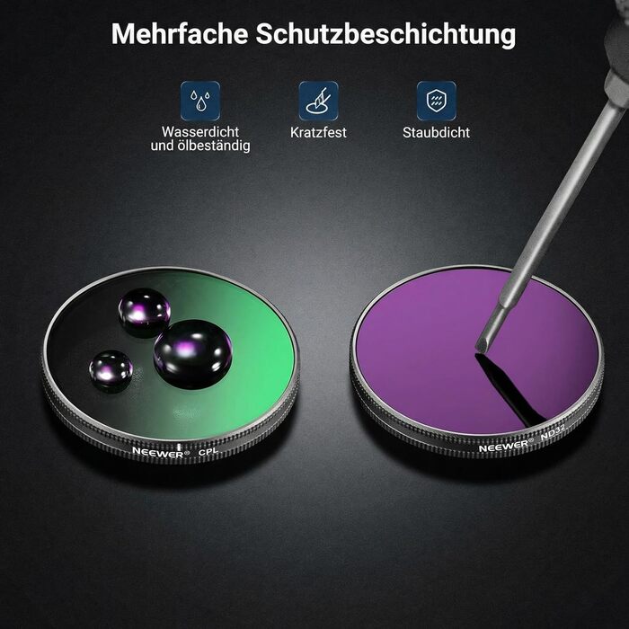 Набір фільтрів NEEWER CPL + ND для DJI Osmo: CPL, ND8/16/32/64/1000, HD, для екшн-камер