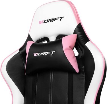Ігрове крісло DRIFT DR175PINK, екошкіра, 2D-підлокітники, клас 4, рожево-чорне