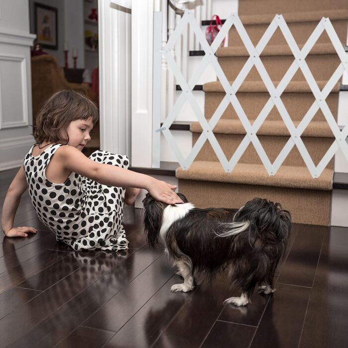 Захисне ворота для собак Relaxdays, висувні до 108,5 см, висота 47,5-60 см, білий (XL)