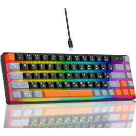 Ігрова клавіатура Snpurdiri з RGB підсвічуванням, механічний відгук, компактна, ергономічна, для офісу та ПК (63 білий/чорний/оранжевий, 68 чорний/сірий/оранжевий)