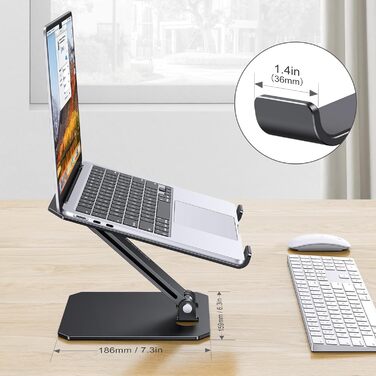 Підставка для ноутбука OMOTON з алюмінію, регульована по висоті, ергономічна, складна, чорна (11-16 дюймів)