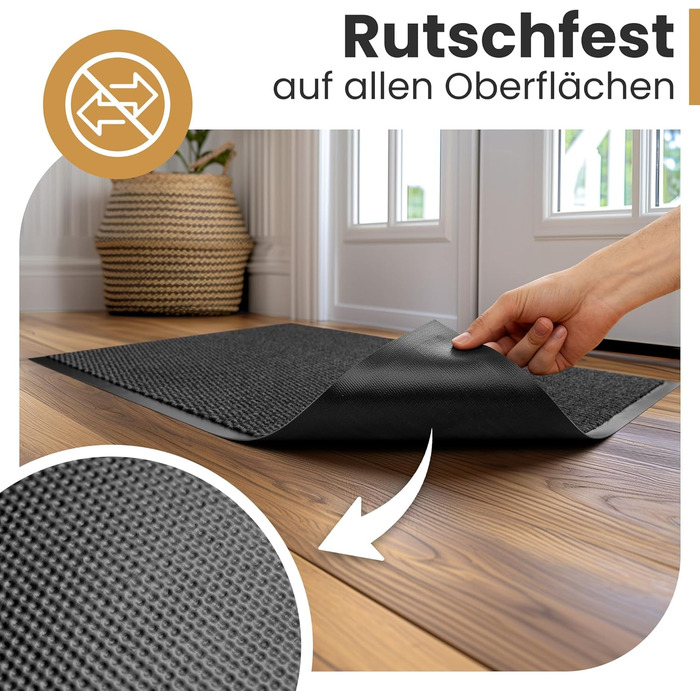 Килимок для дому 40x60 см, антрацит, міцний, вбираючий - антиковзаюче покриття для підлоги