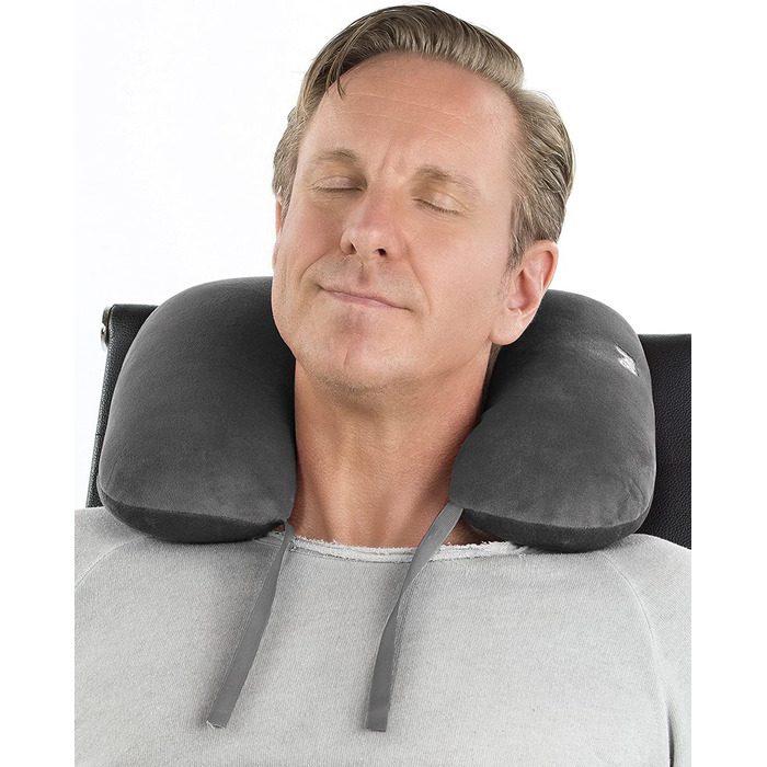 Daydream 3-in-1 Neck Pillow with Microbeads - Neck Support, Travel Pillow, and Neck Roll all in one - also for camping, Grey