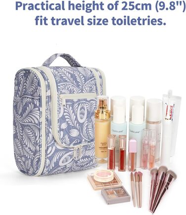 Косметичка для дорослих та дітей Narwey Klein - жіноча та чоловіча сумочка для туалетних аксесуарів (Blaues Blatt (Klein)) A-blaues Blatt S