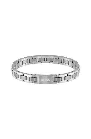 Браслет чоловічий BOSS METAL LINK ESSENTIALS сріблястий з застібкою-карабіном, сталь