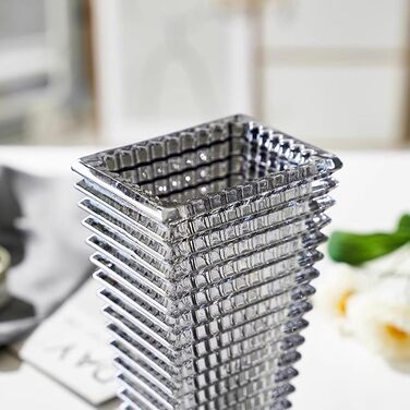 Ваза 23 см Kristallglas, прозора скляна ваза для квітів, велика декоративна ваза для квіткових композицій, гідропонного оформлення, для дому, подарунок на весілля, новосілля (Трапеція, сірий)