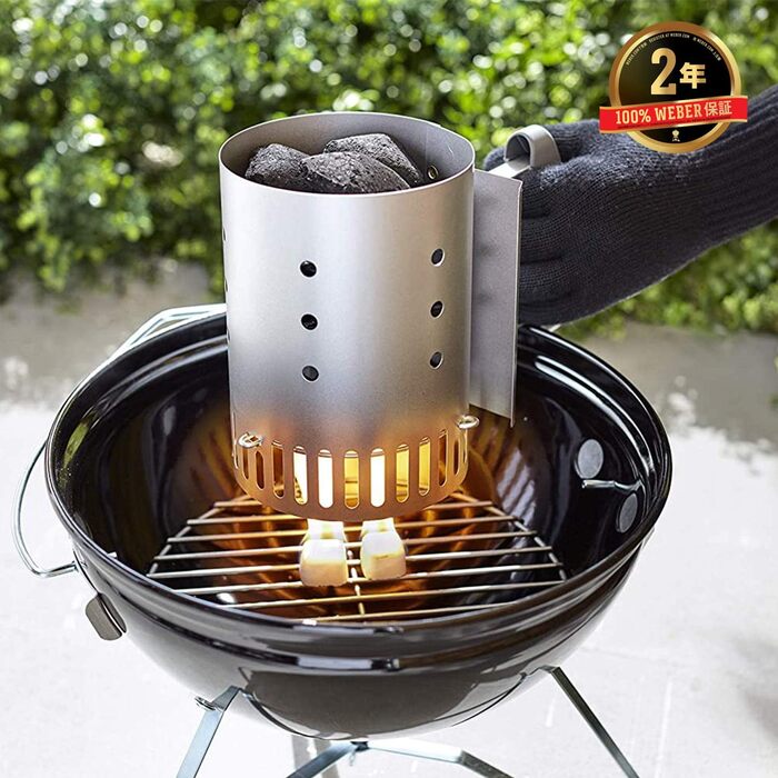 Weber 7121 Преміум чохол-сумка для переносного вугільного гриля Smokey Joe, чорний, 39,4x33,5x5,6 см + 7447 Компактний стартер Rapidfire для розпалювання вугілля