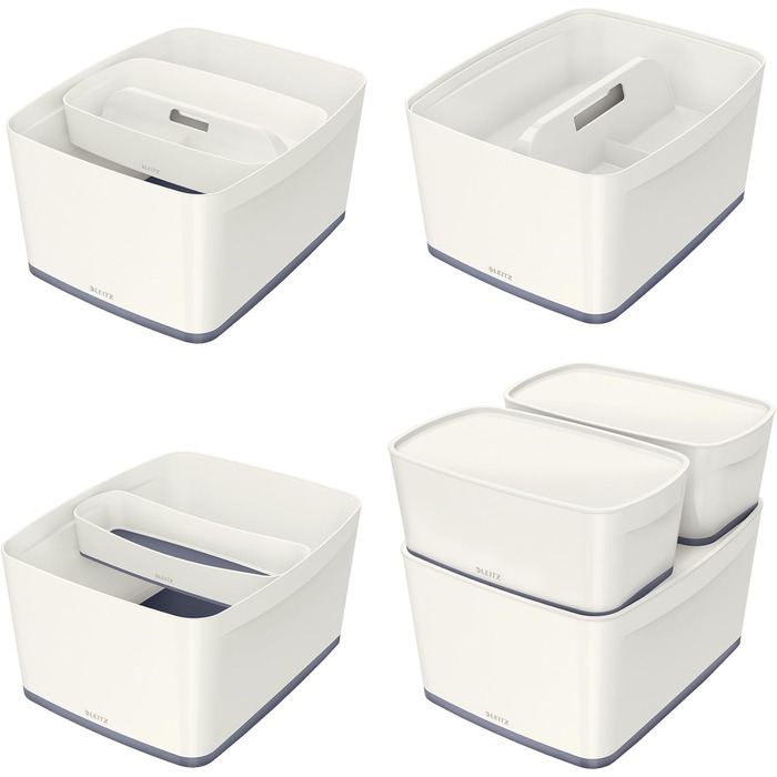Leitz MyBox велика біла пластикова коробка для зберігання з кришкою, непрозора