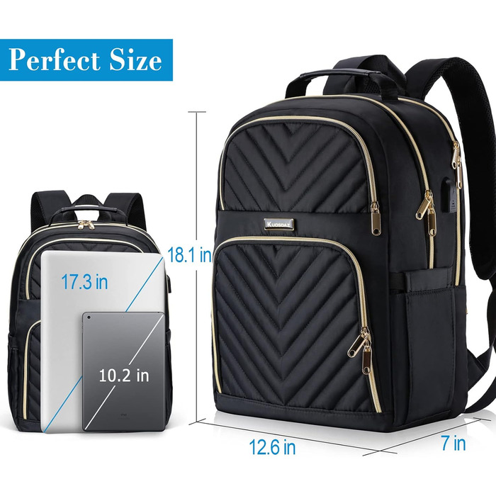 Жіночий рюкзак для школи, університету, подорожей: USB-порт, відділення для ноутбука 15.6