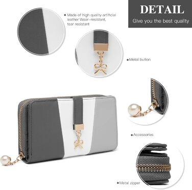 Сумка жіноча Lulu Daen середнього розміру з PU шкіри: сумка-шопер, сумка на плече для роботи, подорожей, бізнесу (Сіра, з гаманцем)