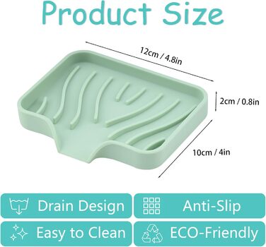 Силіконові мильниці з дренажем (2 шт.) - мильниця для душу, ванни, умивальника, кухні (білий, зелений)