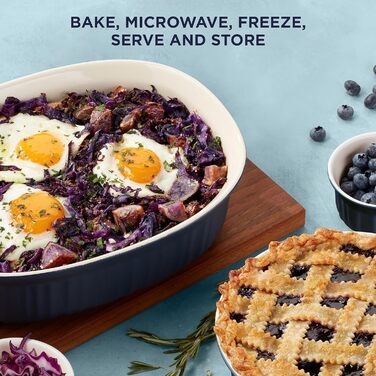 Керамічний набір для запікання CorningWare з кришками, 10 предметів, жароміцний і стійкий до тріщин, можна використовувати в мікрохвильовці, духовці, посудомийній машині, холодильнику та морозильнику, колір French Navy
