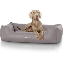 Knuffelwuff Faux Leather Dog Bed Sidney XXL 120 x 85cm Grey - Removable Cover - Easy to Clean - for Large, Medium and Small Dogs
