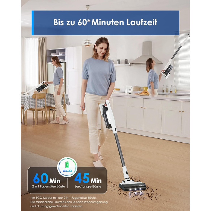 Бездротовий пилосос Tineco A30S: потужний акумуляторний вертикальний пилосос з великим контейнером для пилу та турбощіткою для видалення шерсті тварин