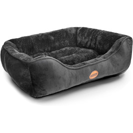 Nobleza Dog Bed for Small and Medium-Sized Dogs, Cats - Non-Slip Dog Basket with Super Soft Fiber Filling, Washable, Black, 67x57cm