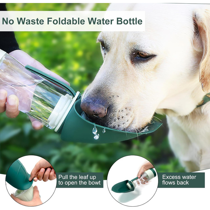 Водяна пляшка для собак 2-в-1 для прогулянок, подорожей та кемпінгу. Зручна водяна пляшка для тварин