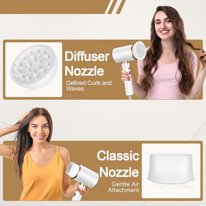 Професійний фен LURICO 2400W з іонізацією, 3 температурні режими, з насадкою-дифузором для салонного та домашнього використання