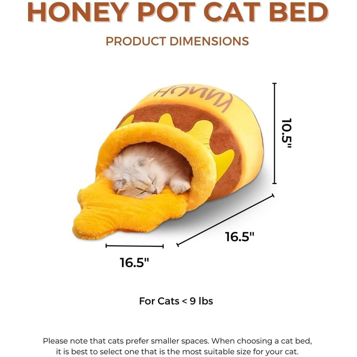 Ліжко для котів Honey Pot з ортопедичним меморі-піною, стильне, знімна подушка, пране, для маленьких порід